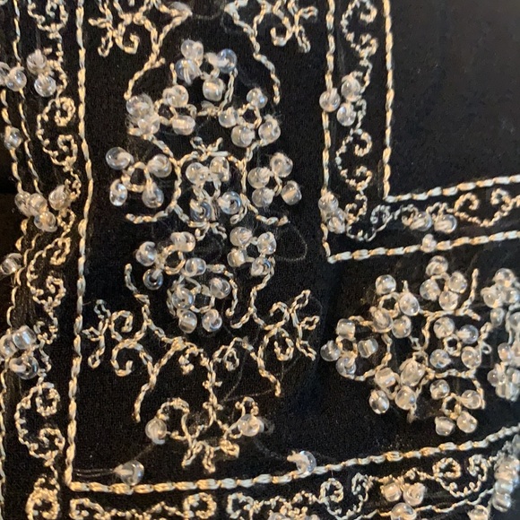 iCe 100% Black Silk Skirt with embroidered and beaded hem. - Picture 9 of 9